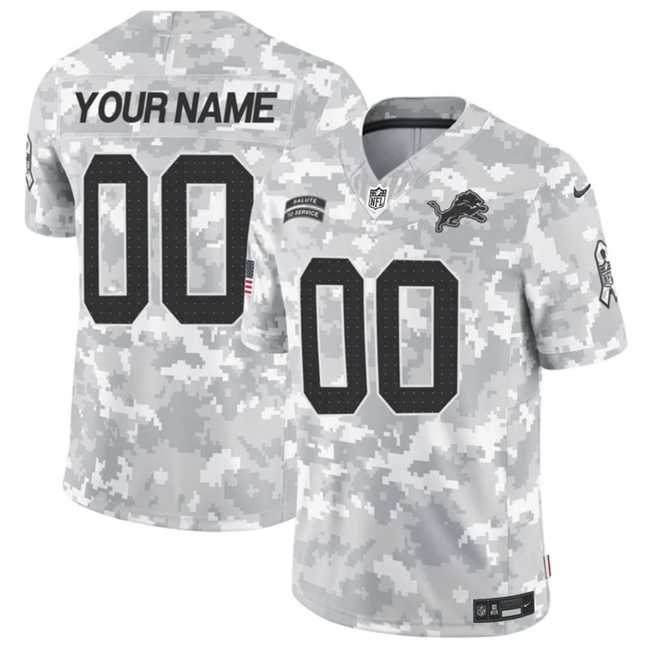 Mens Detroit Lions Active Player Custom 2024 F.U.S.E Arctic Camo Salute To Service Limited Stitched Football Jersey